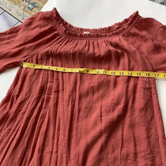 Anthropologie Naïf bell sleeved light rust/coral dress Lt weight, lined. Size PM - Picture 5 of 11